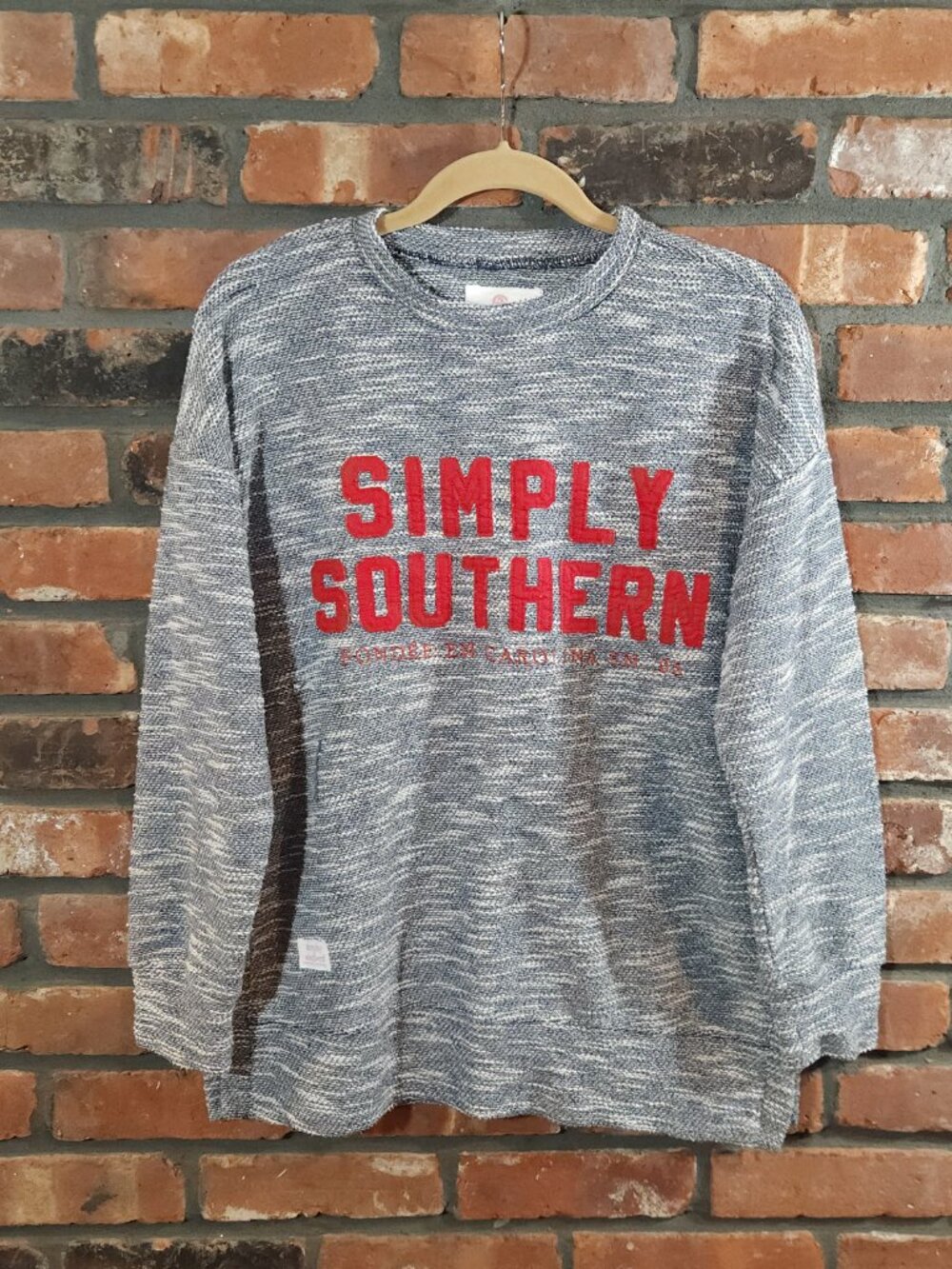 Simply Southern Red Logo Terry Pullover Soft Crew Textured Sweatshirt Adult M - Picture 3 of 7